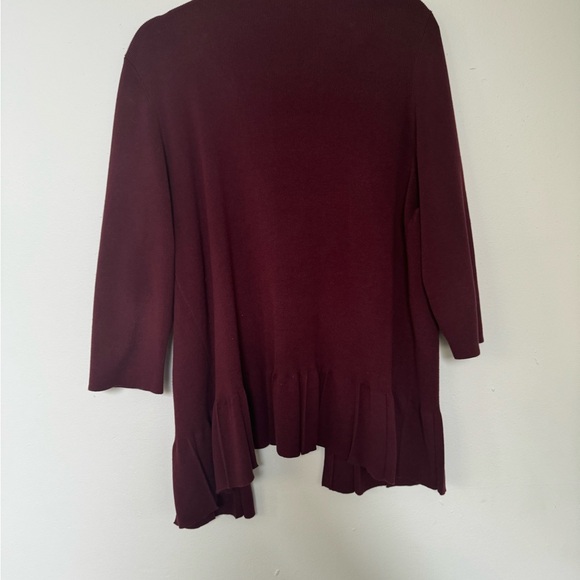 Talbots pleated cardigan sweater for women size 1X color burgundy (red) - Picture 2 of 3